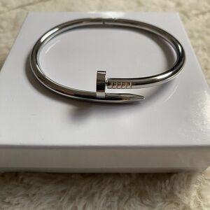 Silver Plated Nail Bracelet  Luxury Minimalist Bangle
